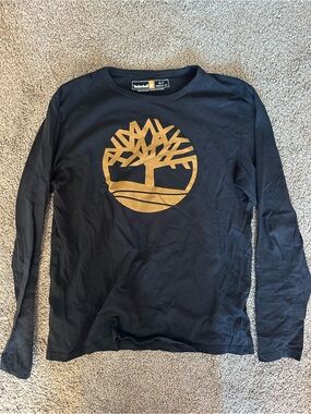 Timberland Black Long-Sleeve Tee with Gold Tree Logo